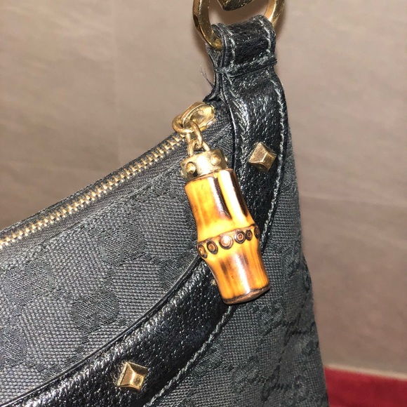 Black GG canvas Gucci bamboo Anita bag - Picture 4 of 8
